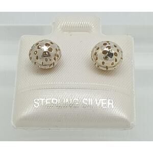 Vintage 925 Sterling Silver Bali Tribal Ball Stud Earrings 7mm